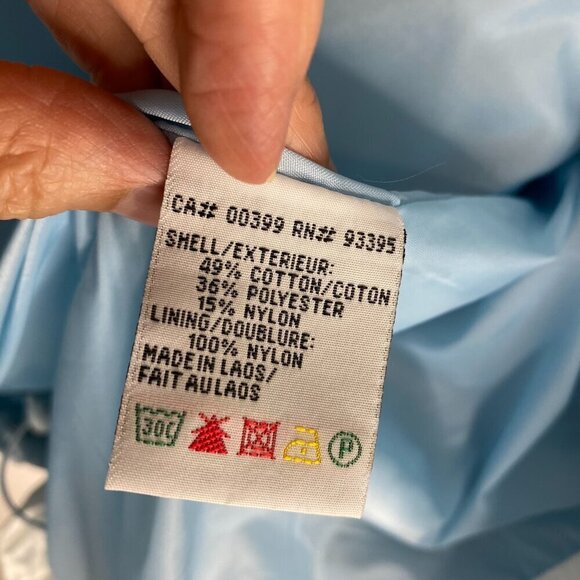 80s 90s Vintage NUAGE Powder Blue White High Neck Zip Windbreaker Jacket Large - Picture 12 of 16